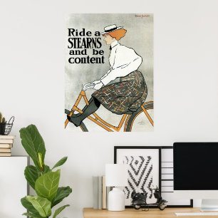 Vintage Art Nouveau, Ride a Sterns Bicycles Bikes Poster