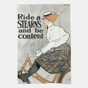 Vintage Art Nouveau, Ride a Sterns Bicycles Bikes Tea Towel