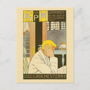 Vintage art nouveau Rochester bookstore ad Postcard