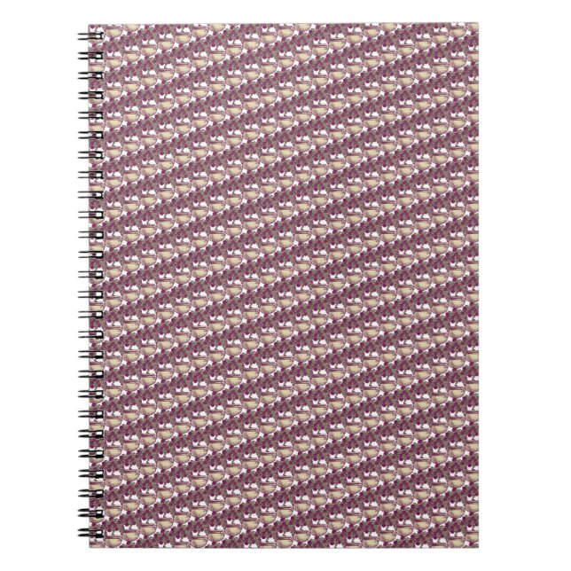 Vintage Art Nouveau rose tree maroon pattern Notebook (Front)