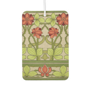 Vintage Art Nouveau Sage Green Floral Pattern Car Air Freshener