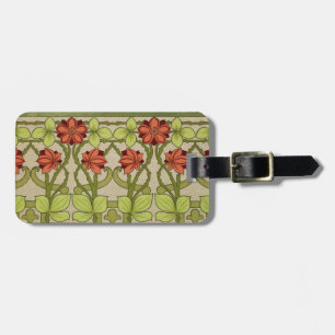 Vintage Art Nouveau Sage Green Floral Pattern Luggage Tag