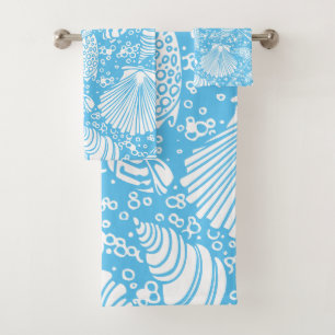 Vintage Art Nouveau Seashells on the Beach Bath Towel Set