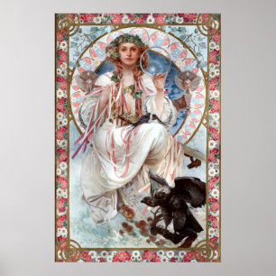 Vintage Art Nouveau "Slávie" by Alphonse Mucha Poster