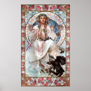 Vintage Art Nouveau "Slávie" by Alphonse Mucha Poster
