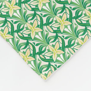 Vintage Art Nouveau snowdrop floral pattern Fleece Blanket