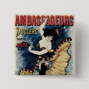 Vintage Art Nouveau, Spanish Flamenco Dancer 15 Cm Square Badge