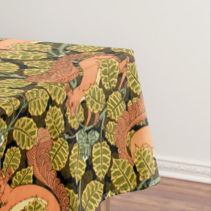 Vintage Art Nouveau Squirrels In Trees Pattern Tablecloth