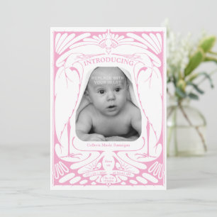 Vintage Art Nouveau Stork Birds Border Birth Announcement