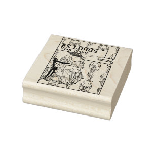 Vintage Art Nouveau Style Ex Libris Template Rubber Stamp