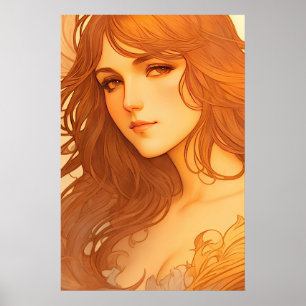 Vintage Art Nouveau Style Refined Lady Poster