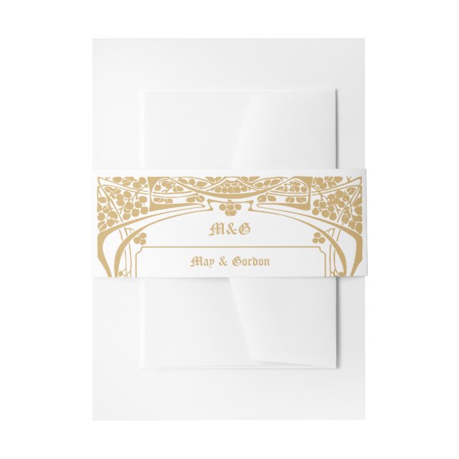 Vintage Art Nouveau Style Wedding Invitation Belly Band (Front Example)