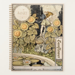Vintage Art Nouveau Sunflower Garden Grasset Woman Planner