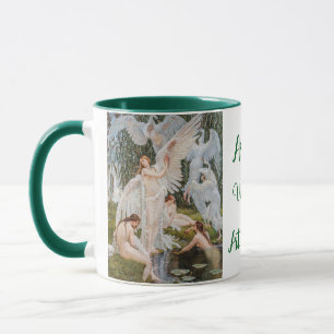Vintage Art Nouveau Swan Girls Name Personalised Mug