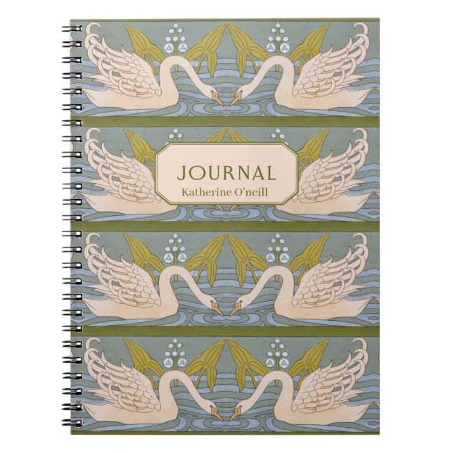 Vintage Art Nouveau Swan Pattern Journal (Front)