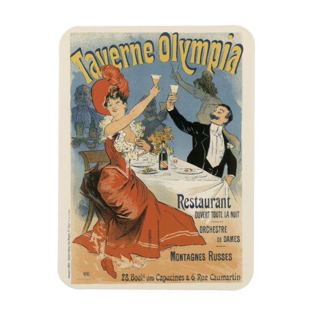 Vintage Art Nouveau, Taverne Olympia Restaurant Magnet (Vertical)