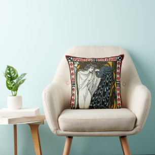 Vintage Art Nouveau, The Kiss by William Bradley Cushion
