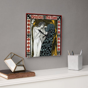 Vintage Art Nouveau, The Kiss by William Bradley Square Wall Clock