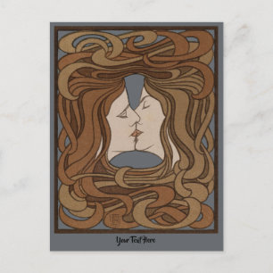 Vintage Art Nouveau The Kiss Postcard