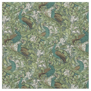 Vintage Art Nouveau The Peacock Garden Pattern Fabric