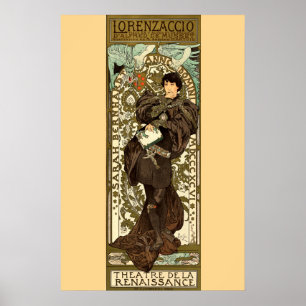 Vintage Art Nouveau theatre ad by Mucha Poster