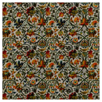 Vintage Art Nouveau Thistles Cicadas Pattern Fabric