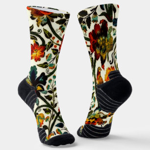 Vintage Art Nouveau Thistles Cicadas Pattern Socks