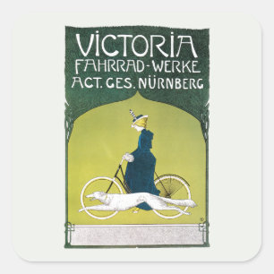 Vintage Art Nouveau, Victoria Fahrrad Werke, Rehm Square Sticker
