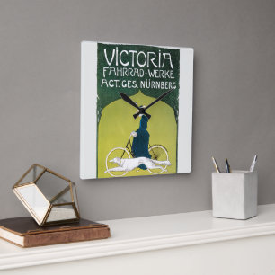 Vintage Art Nouveau, Victoria Fahrrad Werke, Rehm Square Wall Clock