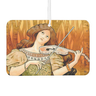 Vintage Art Nouveau Violin Poster   Elegant Music  Car Air Freshener
