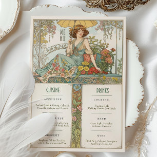 Vintage Art Nouveau Wedding Menu & Drinks Card