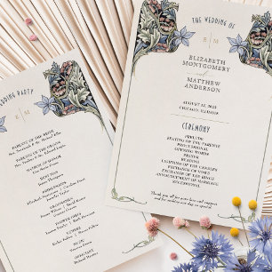 Vintage Art Nouveau Wedding Program Card