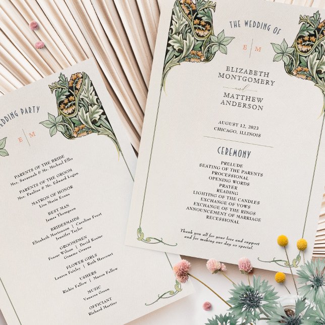 Vintage Art Nouveau Wedding Program Card (Creator Uploaded)