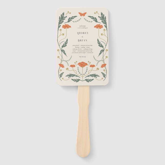 Vintage Art Nouveau Wedding Program Hand Fan (Front)