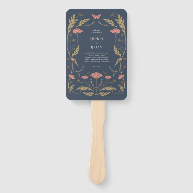 Vintage Art Nouveau Wedding Program Hand Fan (Front)