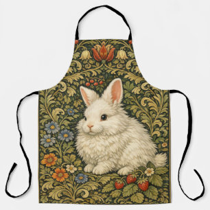 Vintage art nouveau white rabbit  apron