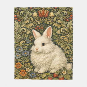 Vintage art nouveau white rabbit fleece blanket