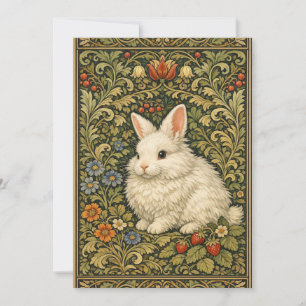 Vintage art nouveau white rabbit invitation