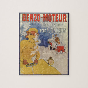 Vintage Art Nouveau, Woman Antique Convertible Car Jigsaw Puzzle