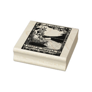 Vintage Art Nouveau Woman Ex Libris Template Rubber Stamp