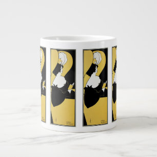 Vintage Art Nouveau, Woman Reading a Yellow Book Large Coffee Mug