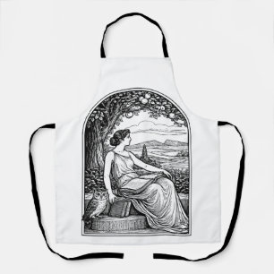 Vintage Art Nouveau Woman Reading Under Tree Apron