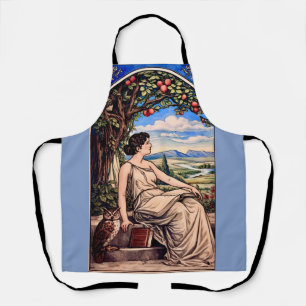 Vintage Art Nouveau Woman Reading Under Tree Apron