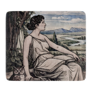 Vintage Art Nouveau Woman Reading Under Tree Cutting Board
