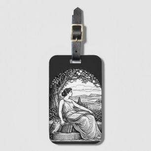 Vintage Art Nouveau Woman Reading Under Tree Luggage Tag