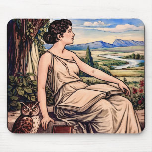 Vintage Art Nouveau Woman Reading Under Tree Mouse Pad
