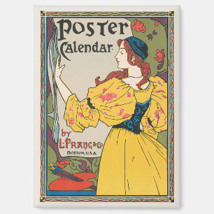 Vintage Art Nouveau Woman Yellow Dress Poster Magnet