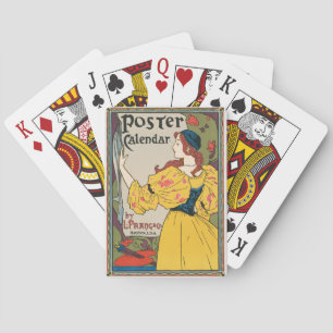 Vintage Art Nouveau Woman Yellow Dress Poster Playing Cards