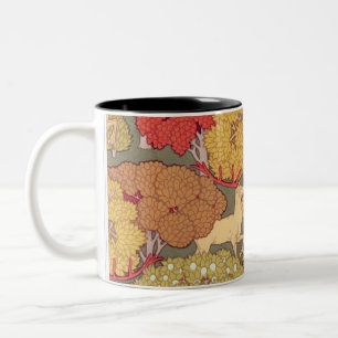 Vintage art of deer in the forest Two-Tone coffee mug