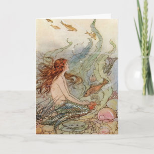 VINTAGE ART POSTER MERMAID PRINT CARD
